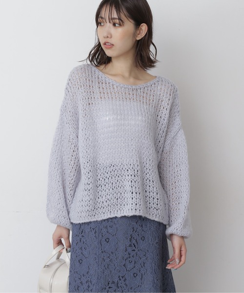 FREE'S MART（フリーズマート）の「◆前後2Wayモヘヤライクルーズニット（ニット/セーター・レディース・ホワイト/ベージュ/ブルー・FREE）」の7枚目の写真