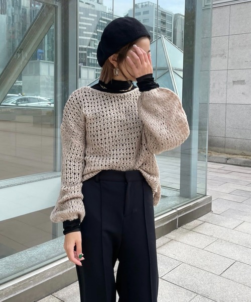 FREE'S MART（フリーズマート）の「◆前後2Wayモヘヤライクルーズニット（ニット/セーター・レディース・ホワイト/ベージュ/ブルー・FREE）」の17枚目の写真