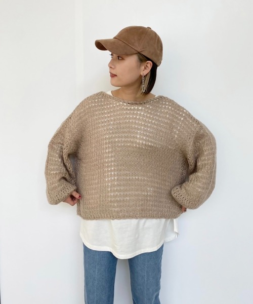 FREE'S MART（フリーズマート）の「◆前後2Wayモヘヤライクルーズニット（ニット/セーター・レディース・ホワイト/ベージュ/ブルー・FREE）」の14枚目の写真