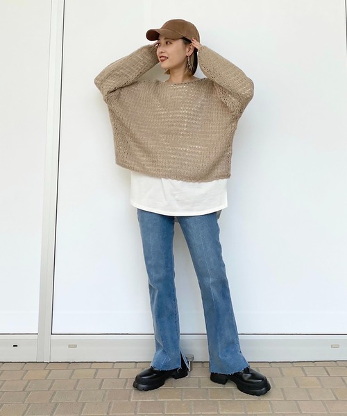 FREE'S MART（フリーズマート）の「◆前後2Wayモヘヤライクルーズニット（ニット/セーター・レディース・ホワイト/ベージュ/ブルー・FREE）」の13枚目の写真