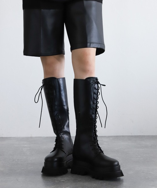 HARE（ハレ）の「レースアップロングブーツ(HARE)（ブーツ・レディース・ブラック・M/L）」の11枚目の写真