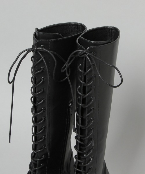 HARE（ハレ）の「レースアップロングブーツ(HARE)（ブーツ・レディース・ブラック・M/L）」の8枚目の写真