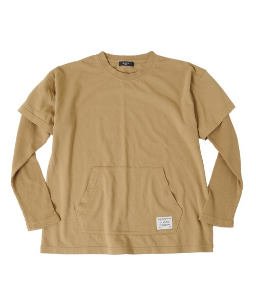 GLAZOS(グラソス)の「天竺・ピグメントフェイクレイヤード 長袖Tシャツ(Tシャツ/カットソー・キッズ・ライトブルー/ベージュ/ライトグリーン・130cm/140cm/150cm/170cm/160cm)」の2枚目の写真