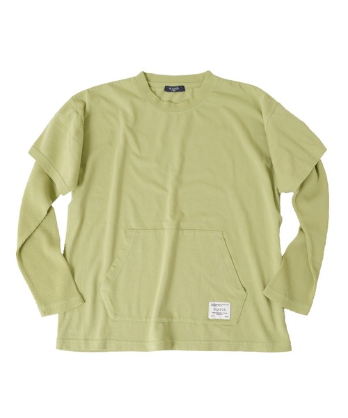 GLAZOS(グラソス)の「天竺・ピグメントフェイクレイヤード 長袖Tシャツ(Tシャツ/カットソー・キッズ・ライトブルー/ベージュ/ライトグリーン・130cm/140cm/150cm/170cm/160cm)」の3枚目の写真