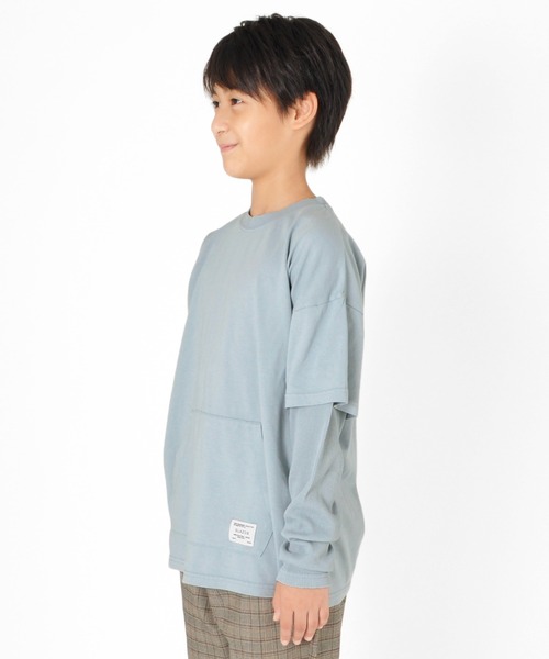 GLAZOS(グラソス)の「天竺・ピグメントフェイクレイヤード 長袖Tシャツ(Tシャツ/カットソー・キッズ・ライトブルー/ベージュ/ライトグリーン・130cm/140cm/150cm/170cm/160cm)」の10枚目の写真