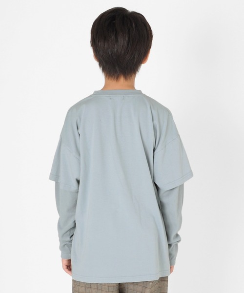 GLAZOS(グラソス)の「天竺・ピグメントフェイクレイヤード 長袖Tシャツ(Tシャツ/カットソー・キッズ・ライトブルー/ベージュ/ライトグリーン・130cm/140cm/150cm/170cm/160cm)」の14枚目の写真