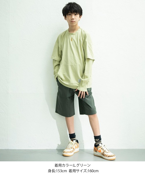 GLAZOS(グラソス)の「天竺・ピグメントフェイクレイヤード 長袖Tシャツ(Tシャツ/カットソー・キッズ・ライトブルー/ベージュ/ライトグリーン・130cm/140cm/150cm/170cm/160cm)」の16枚目の写真