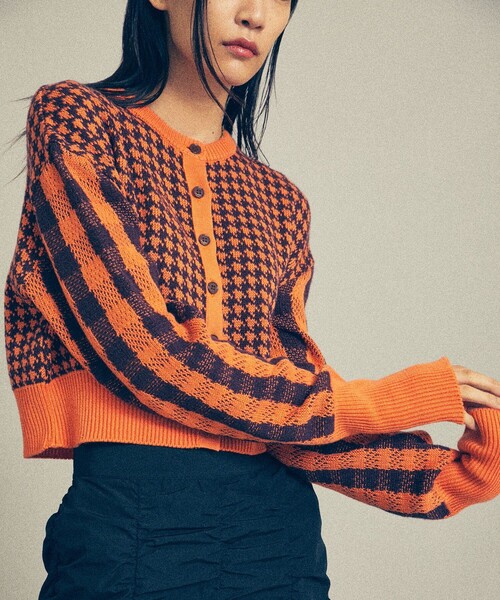 MATURED（マチュアード）の「【MATURED(マチュアード)】チェックニットカーディガン（カーディガン/ボレロ・レディース・オレンジ/ブルー/グリーン・FREE）」の21枚目の写真