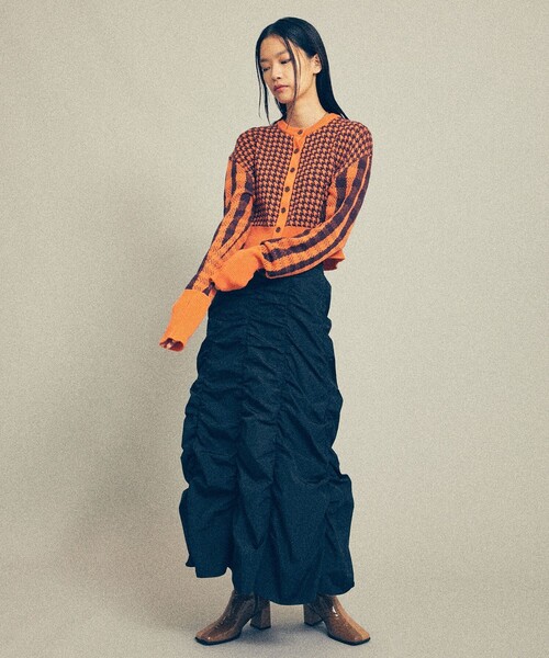 MATURED（マチュアード）の「【MATURED(マチュアード)】チェックニットカーディガン（カーディガン/ボレロ・レディース・オレンジ/ブルー/グリーン・FREE）」の9枚目の写真