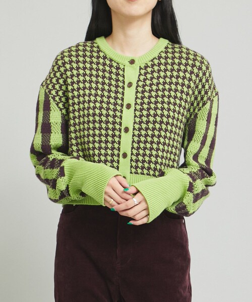 MATURED（マチュアード）の「【MATURED(マチュアード)】チェックニットカーディガン（カーディガン/ボレロ・レディース・オレンジ/ブルー/グリーン・FREE）」の5枚目の写真