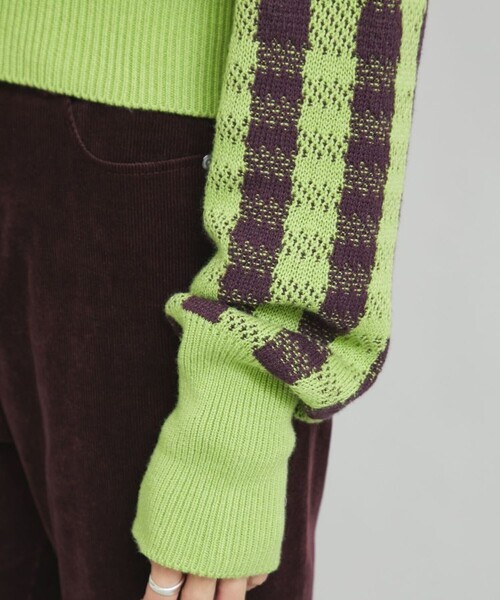 MATURED（マチュアード）の「【MATURED(マチュアード)】チェックニットカーディガン（カーディガン/ボレロ・レディース・オレンジ/ブルー/グリーン・FREE）」の14枚目の写真