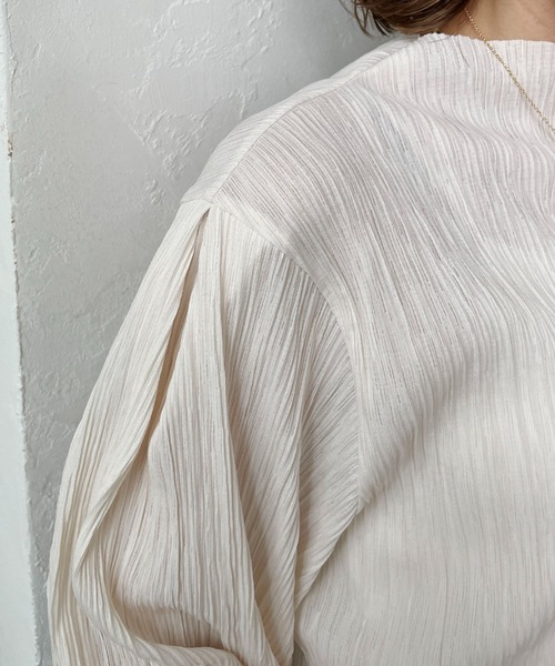 CAPRICIEUX LE'MAGE（カプリシューレマージュ）の「プリーツパフブラウス（Tシャツ/カットソー・レディース・ホワイト/ブラック/グレー・FREE）」の8枚目の写真