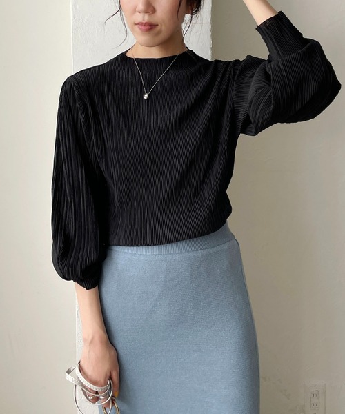 CAPRICIEUX LE'MAGE（カプリシューレマージュ）の「プリーツパフブラウス（Tシャツ/カットソー・レディース・ホワイト/ブラック/グレー・FREE）」の14枚目の写真