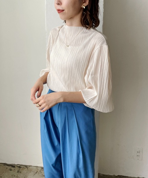 CAPRICIEUX LE'MAGE（カプリシューレマージュ）の「プリーツパフブラウス（Tシャツ/カットソー・レディース・ホワイト/ブラック/グレー・FREE）」の13枚目の写真