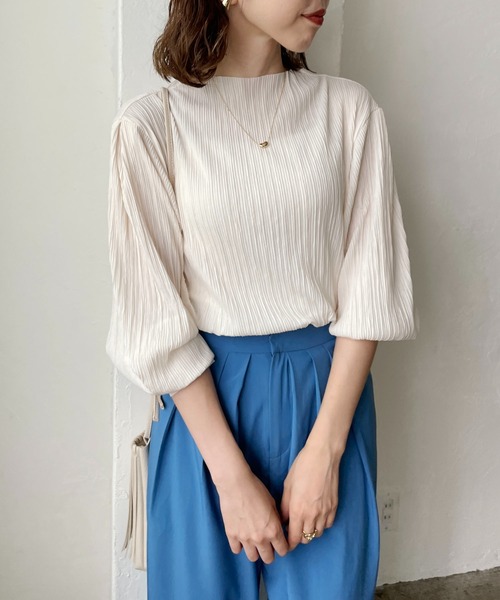 CAPRICIEUX LE'MAGE（カプリシューレマージュ）の「プリーツパフブラウス（Tシャツ/カットソー・レディース・ホワイト/ブラック/グレー・FREE）」の16枚目の写真