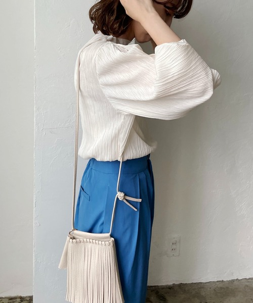 CAPRICIEUX LE'MAGE（カプリシューレマージュ）の「プリーツパフブラウス（Tシャツ/カットソー・レディース・ホワイト/ブラック/グレー・FREE）」の7枚目の写真