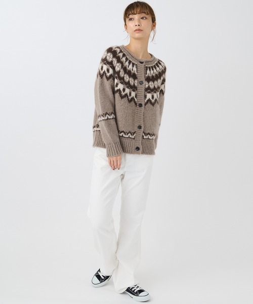 BATONER（バトナー）の「【BATONER】2021AW MOHAIR NORDIC CREW NECK CARDIGAN/BN-21FL-052 スーパーキッドモヘヤ&ベビーアルパカ ノルディック柄ニットカーディガン（カーディガン/ボレロ・レディース・ブラック/ベージュ/アイボリー/ネイビー・1/2）」の16枚目の写真