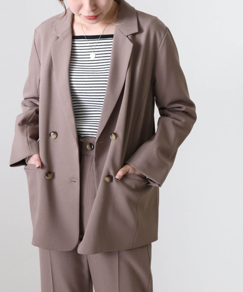 Cheek（チーク）の「無地ダブルブレストテーラードジャケット（テーラードジャケット・レディース・ワインレッド/モカ・MEDIUM）」の7枚目の写真