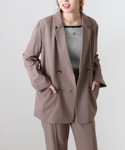 Cheek（チーク）の「無地ダブルブレストテーラードジャケット（テーラードジャケット・レディース・ワインレッド/モカ・MEDIUM）」の18枚目の写真