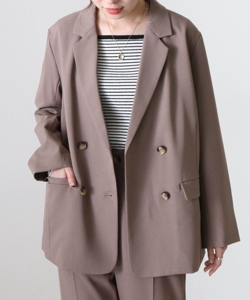 Cheek（チーク）の「無地ダブルブレストテーラードジャケット（テーラードジャケット・レディース・ワインレッド/モカ・MEDIUM）」の21枚目の写真