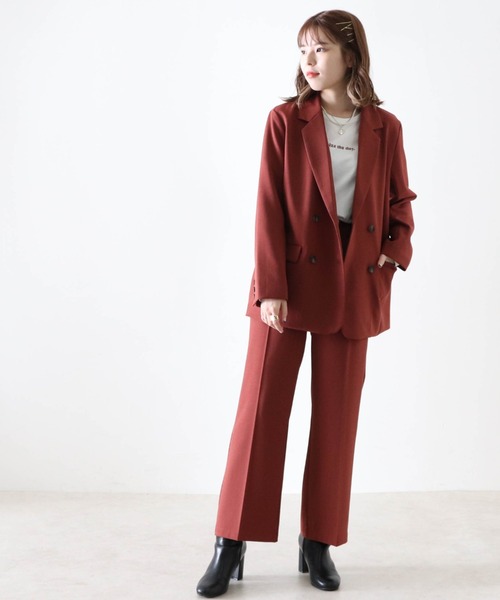 Cheek（チーク）の「無地ダブルブレストテーラードジャケット（テーラードジャケット・レディース・ワインレッド/モカ・MEDIUM）」の11枚目の写真