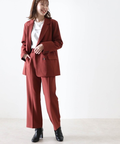 Cheek（チーク）の「無地ダブルブレストテーラードジャケット（テーラードジャケット・レディース・ワインレッド/モカ・MEDIUM）」の12枚目の写真