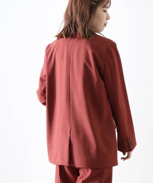 Cheek（チーク）の「無地ダブルブレストテーラードジャケット（テーラードジャケット・レディース・ワインレッド/モカ・MEDIUM）」の22枚目の写真