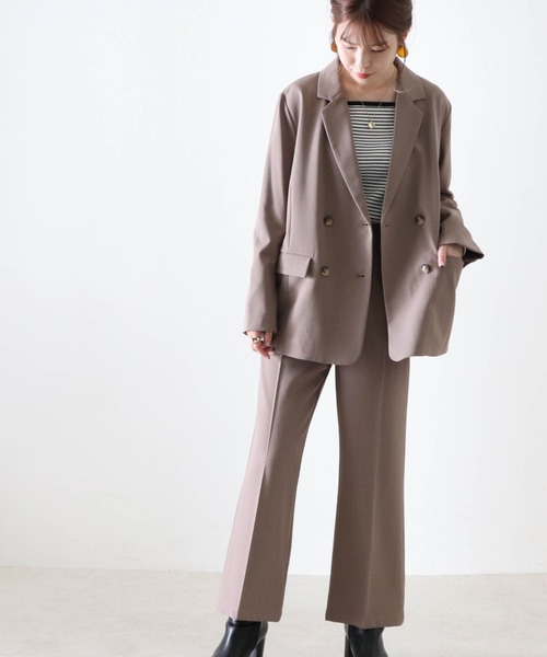 Cheek（チーク）の「無地ダブルブレストテーラードジャケット（テーラードジャケット・レディース・ワインレッド/モカ・MEDIUM）」の14枚目の写真