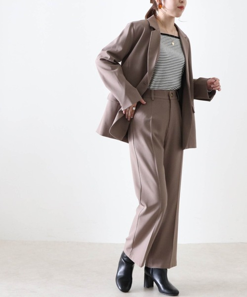 Cheek（チーク）の「無地ダブルブレストテーラードジャケット（テーラードジャケット・レディース・ワインレッド/モカ・MEDIUM）」の3枚目の写真