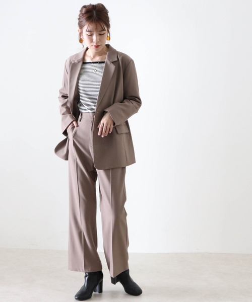 Cheek（チーク）の「無地ダブルブレストテーラードジャケット（テーラードジャケット・レディース・ワインレッド/モカ・MEDIUM）」の10枚目の写真