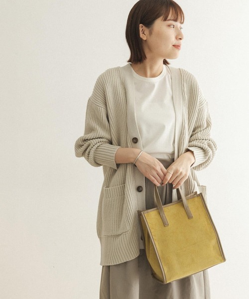 FORK&SPOON（フォークアンドスプーン）の「FORK&SPOON　両畦Vネックカーディガン（カーディガン/ボレロ・レディース・チャコールグレー/ブルー/ホワイト系その他・ONE）」の2枚目の写真