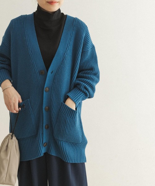FORK&SPOON（フォークアンドスプーン）の「FORK&SPOON　両畦Vネックカーディガン（カーディガン/ボレロ・レディース・チャコールグレー/ブルー/ホワイト系その他・ONE）」の13枚目の写真