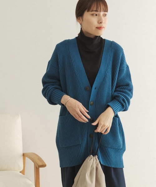 FORK&SPOON（フォークアンドスプーン）の「FORK&SPOON　両畦Vネックカーディガン（カーディガン/ボレロ・レディース・チャコールグレー/ブルー/ホワイト系その他・ONE）」の10枚目の写真