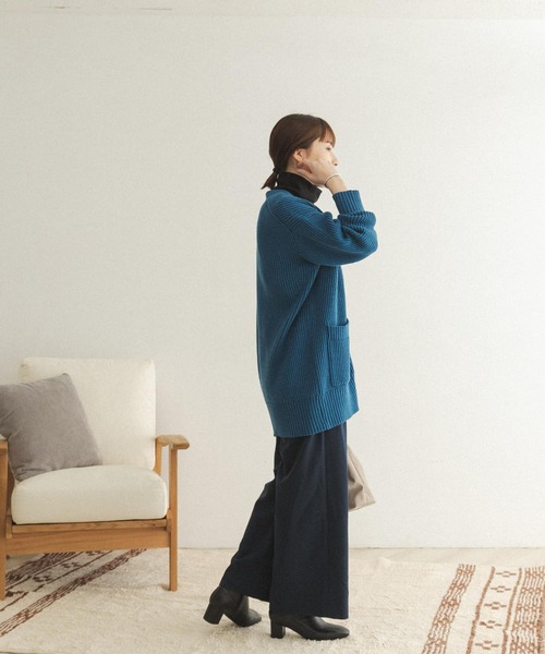 FORK&SPOON（フォークアンドスプーン）の「FORK&SPOON　両畦Vネックカーディガン（カーディガン/ボレロ・レディース・チャコールグレー/ブルー/ホワイト系その他・ONE）」の16枚目の写真