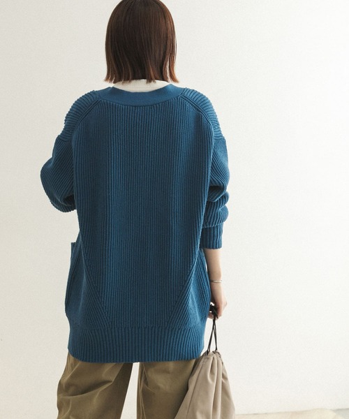 FORK&SPOON（フォークアンドスプーン）の「FORK&SPOON　両畦Vネックカーディガン（カーディガン/ボレロ・レディース・チャコールグレー/ブルー/ホワイト系その他・ONE）」の5枚目の写真