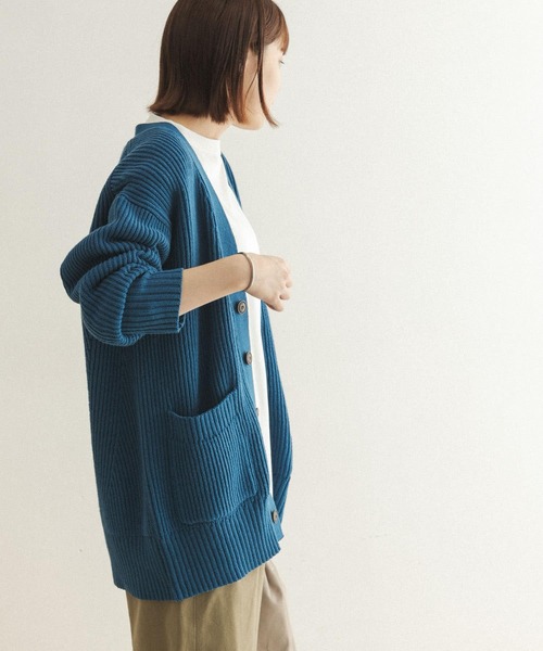 FORK&SPOON（フォークアンドスプーン）の「FORK&SPOON　両畦Vネックカーディガン（カーディガン/ボレロ・レディース・チャコールグレー/ブルー/ホワイト系その他・ONE）」の14枚目の写真