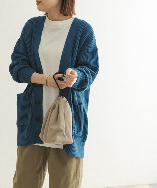 FORK&SPOON（フォークアンドスプーン）の「FORK&SPOON　両畦Vネックカーディガン（カーディガン/ボレロ・レディース・チャコールグレー/ブルー/ホワイト系その他・ONE）」の8枚目の写真