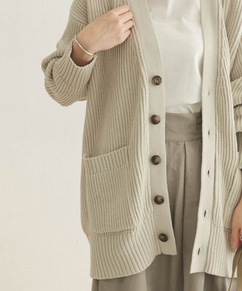 FORK&SPOON（フォークアンドスプーン）の「FORK&SPOON　両畦Vネックカーディガン（カーディガン/ボレロ・レディース・チャコールグレー/ブルー/ホワイト系その他・ONE）」の15枚目の写真