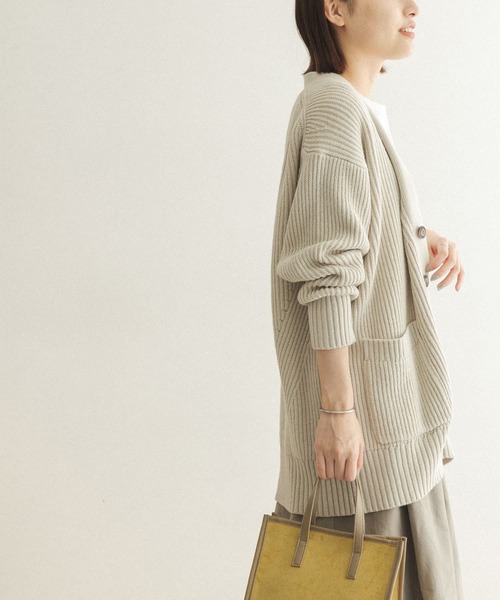 FORK&SPOON（フォークアンドスプーン）の「FORK&SPOON　両畦Vネックカーディガン（カーディガン/ボレロ・レディース・チャコールグレー/ブルー/ホワイト系その他・ONE）」の12枚目の写真