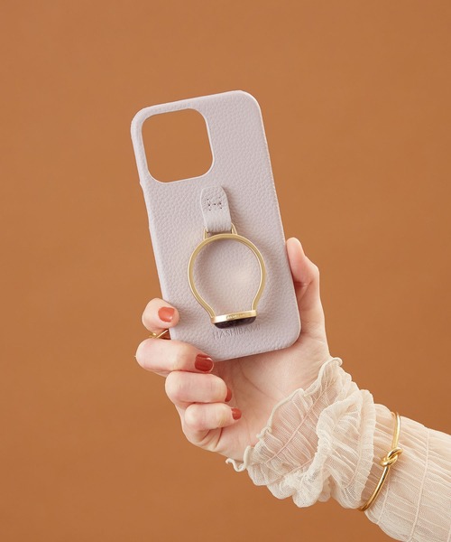 HASHIBAMI（ハシバミ）の「【HASHIBAMI】天然石リング iPhoneケース ※iPhone13pro 用（スマホケース/カバー・レディース・グレー/シルバー/ラベンダー/ピンクベージュ/オレンジ/モカ/ライトグレー/グレイッシュブルー/ライラック/ブルーパープル/ブロンズ・FREE）」の5枚目の写真