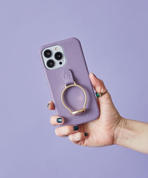 HASHIBAMI（ハシバミ）の「【HASHIBAMI】天然石リング iPhoneケース ※iPhone13pro 用（スマホケース/カバー・レディース・グレー/シルバー/ラベンダー/ピンクベージュ/オレンジ/モカ/ライトグレー/グレイッシュブルー/ライラック/ブルーパープル/ブロンズ・FREE）」の6枚目の写真