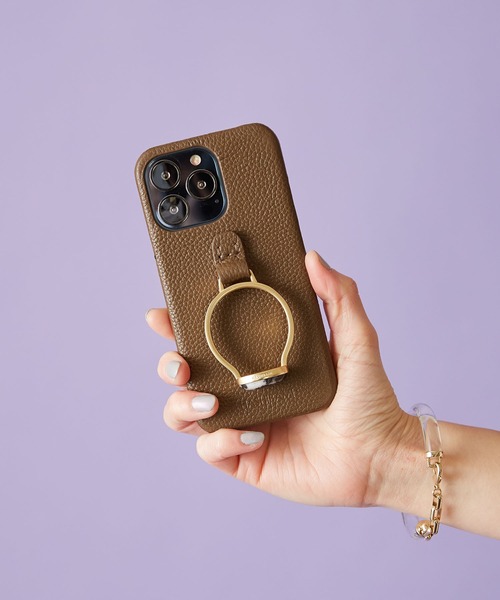 HASHIBAMI（ハシバミ）の「【HASHIBAMI】天然石リング iPhoneケース ※iPhone13pro 用（スマホケース/カバー・レディース・グレー/シルバー/ラベンダー/ピンクベージュ/オレンジ/モカ/ライトグレー/グレイッシュブルー/ライラック/ブルーパープル/ブロンズ・FREE）」の3枚目の写真