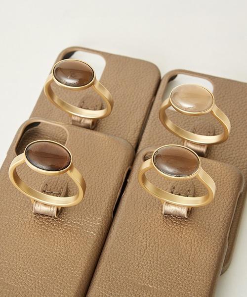 HASHIBAMI（ハシバミ）の「【HASHIBAMI】天然石リング iPhoneケース ※iPhone13pro 用（スマホケース/カバー・レディース・グレー/シルバー/ラベンダー/ピンクベージュ/オレンジ/モカ/ライトグレー/グレイッシュブルー/ライラック/ブルーパープル/ブロンズ・FREE）」の18枚目の写真