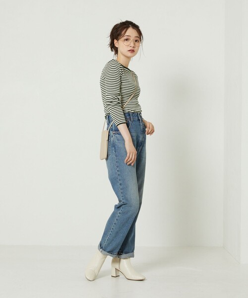 FREAK'S STORE(フリークスストア)の「ウォッシャブルボーダーボートネックリブニット(ニット/セーター・レディース・オフホワイト/ナチュラル/ブラック/イエロー/グリーン/ネイビー・フリ-)」の9枚目の写真