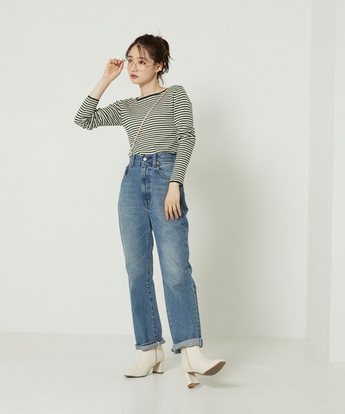 FREAK'S STORE(フリークスストア)の「ウォッシャブルボーダーボートネックリブニット(ニット/セーター・レディース・オフホワイト/ナチュラル/ブラック/イエロー/グリーン/ネイビー・フリ-)」の13枚目の写真