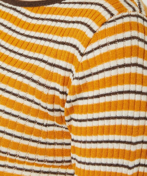 FREAK'S STORE(フリークスストア)の「ウォッシャブルボーダーボートネックリブニット(ニット/セーター・レディース・オフホワイト/ナチュラル/ブラック/イエロー/グリーン/ネイビー・フリ-)」の21枚目の写真