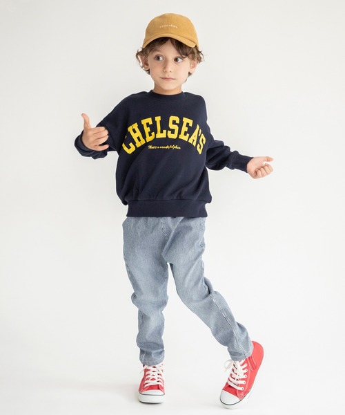 BRANSHES（ブランシェス）の「【らくらくウエスト】デニムロングパンツ（デニムパンツ・キッズ・アイボリー/ブルー・90/110/120/130/100）」の4枚目の写真