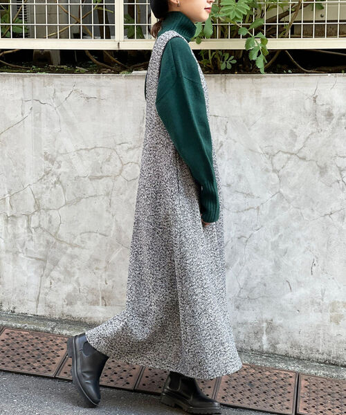 fredy emue（フレディエミュ）の「ツィードフレアジャンスカ（ジャンパースカート・レディース・イエロー系その他4/ブラック系その他4・38/36）」の7枚目の写真