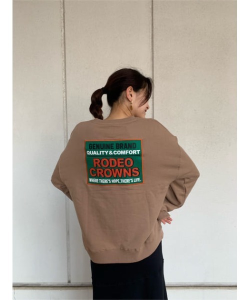 RODEO CROWNS WIDE BOWL（ロデオクラウンズワイドボウル）の「ボックスロゴパッチスウェット（スウェット・レディース・ベージュ/グリーン系その他/ブラック/ホワイト・FREE）」の7枚目の写真