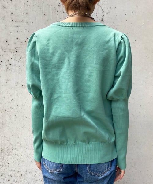 DouDou(ドゥドゥ)の「【WEB限定】ボリュームパフスリーブプルオーバー(ニット/セーター・レディース・オフホワイト/ミント・FREE)」の9枚目の写真